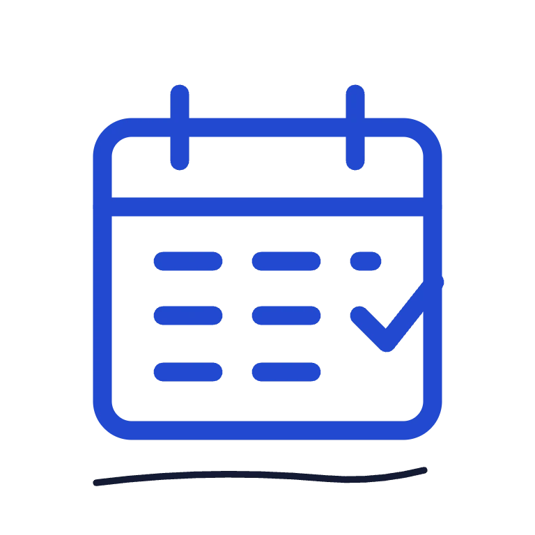 Editorial calendar with a review checkmark.