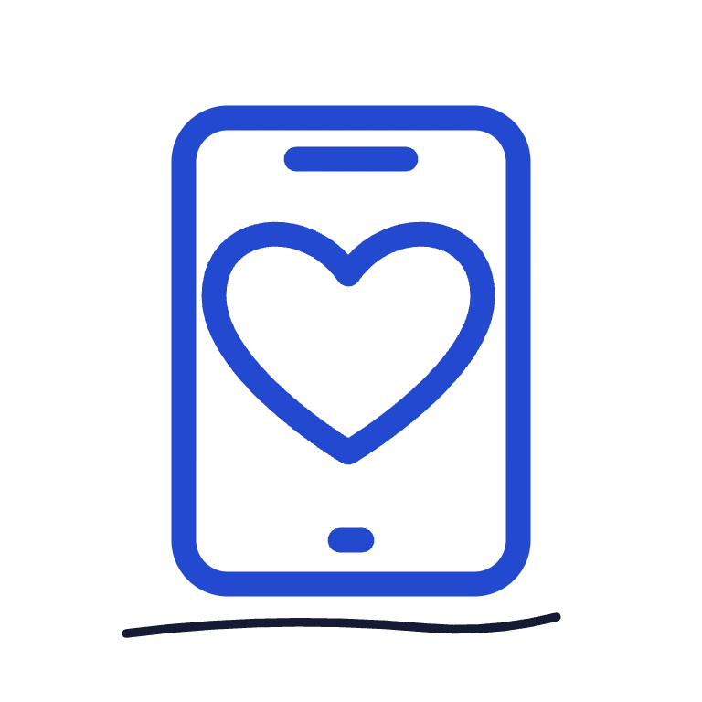 Heart inside a mobile device representing healthcare applications.