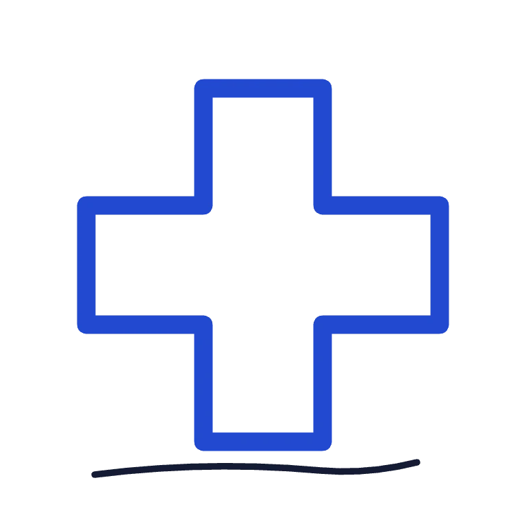 Medical cross representing healthcare services.