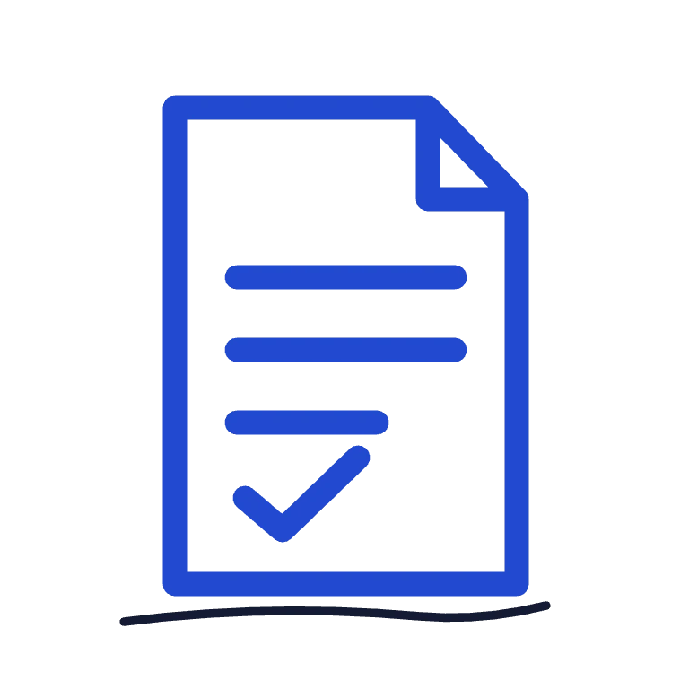 Document with a checkmark representing agreed terms.