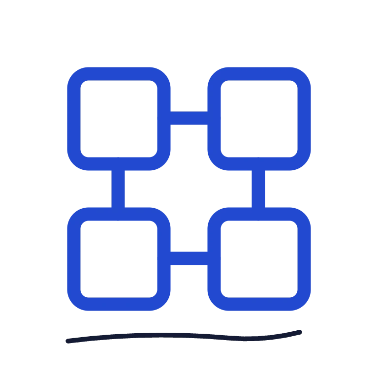 Four connected application modules.