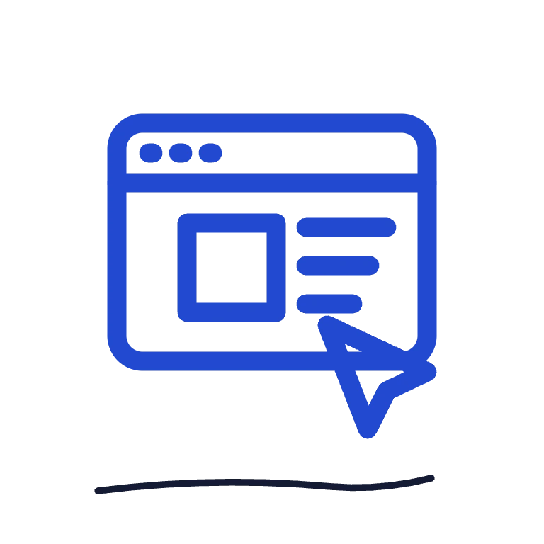 Browser window and pointer representing website design.
