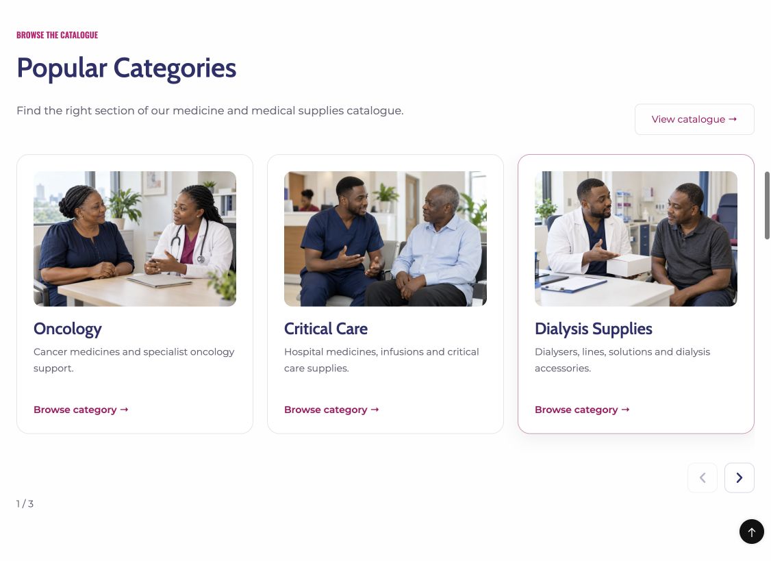 Zeemedix healthcare category navigation